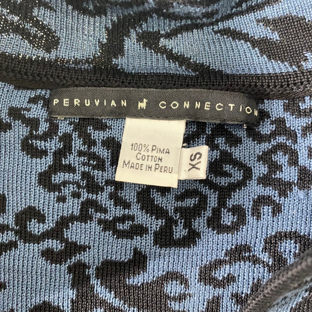 Peruvian Connection Blue Floral Jacquard Damask Cardigan XS
Mandarin Collar - Picture 10 of 11